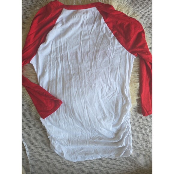 Motherhood Maternity Momma 3/4 Sleeve Red & White Baseball Maternity Tee M - Picture 6 of 6